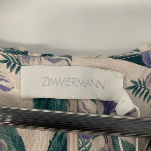 Zimmerman Cassia Cutout Ruffled Floral-print Linen Mini Dress Size 1 - Picture 5 of 5